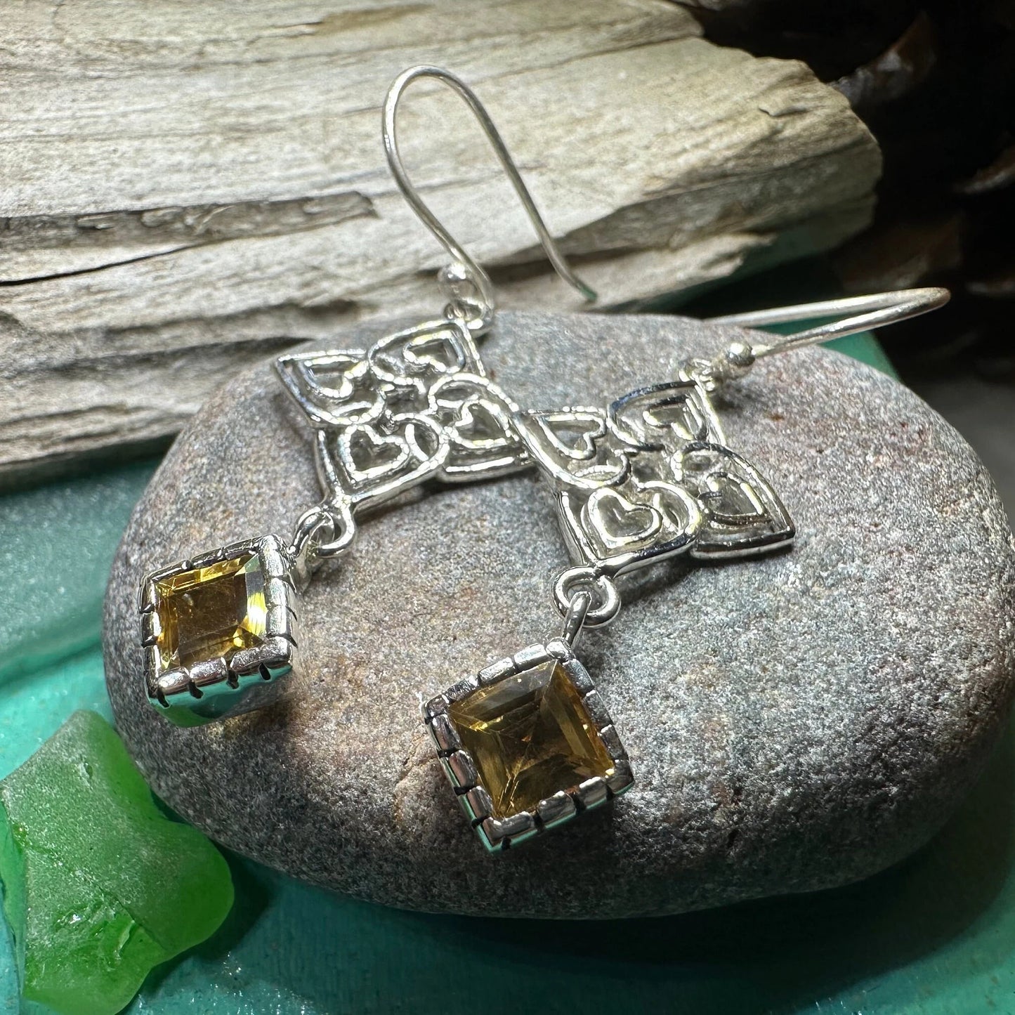 Celtic Love Knot Citrine Earrings — view 5