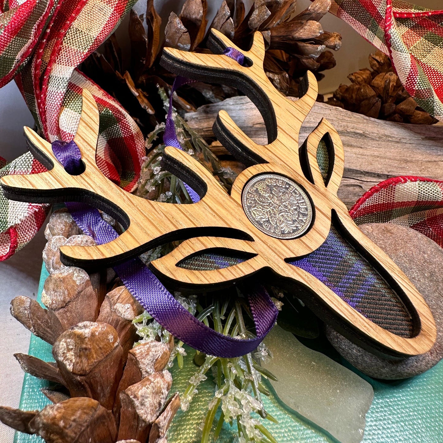 Tartan Stag Ornament
