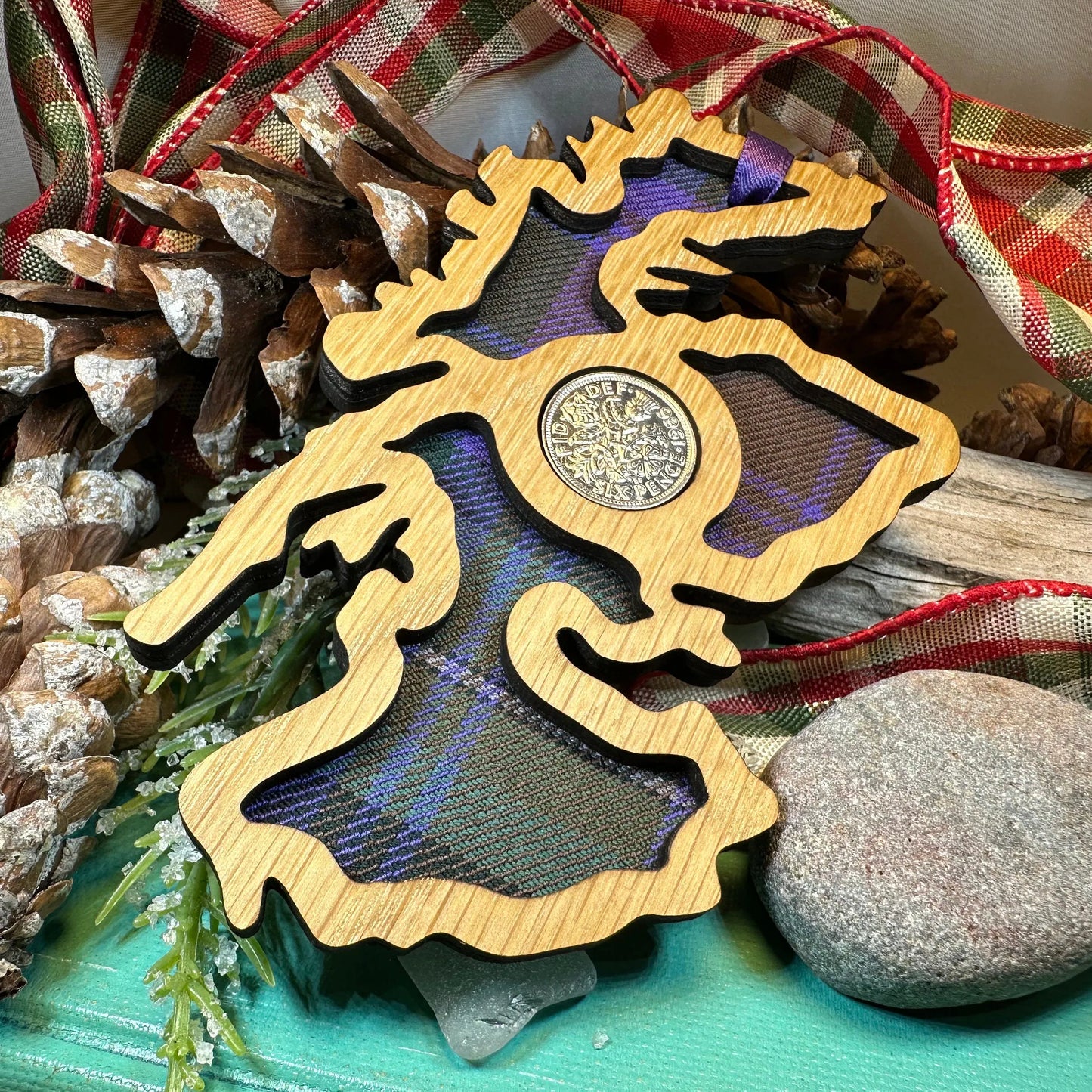 Scotland Map Lucky Sixpence Ornament