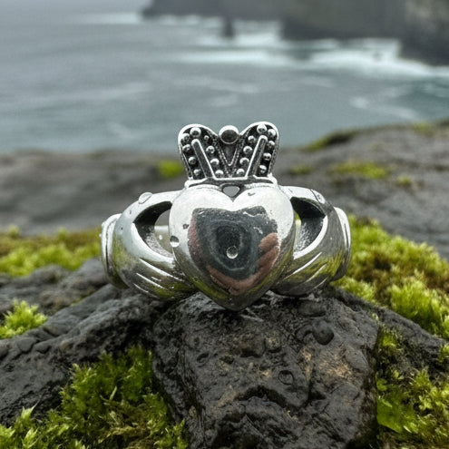 Celtic Ring, Irish Wedding Ring, Irish Claddagh Ring, Large Irish Ring, Promise Ring, Anniversary Gift, Silver Wedding Band, Ireland Gift