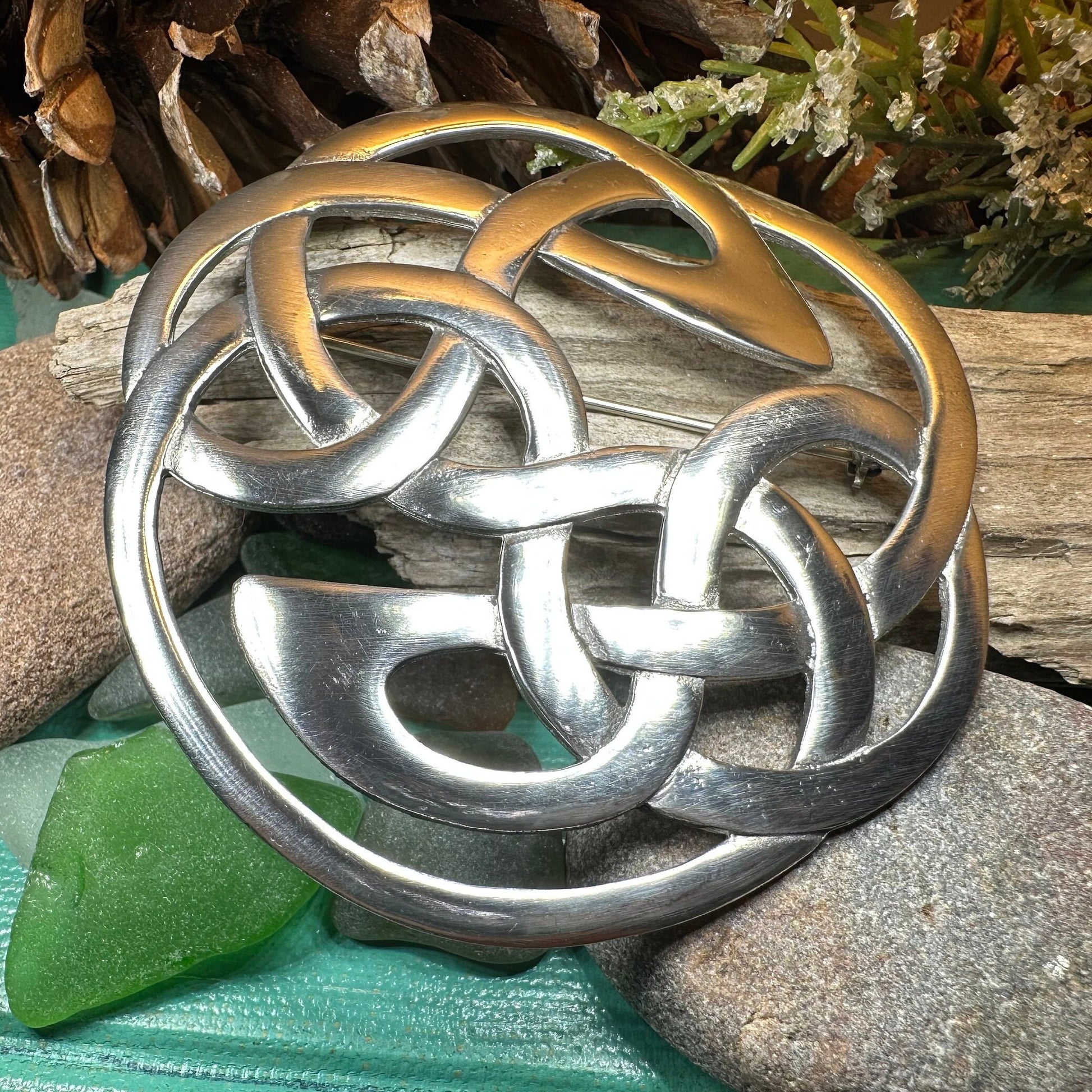 Pewter Lugh's Knot Celtic Brooch - Handmade in Scotland — view 9