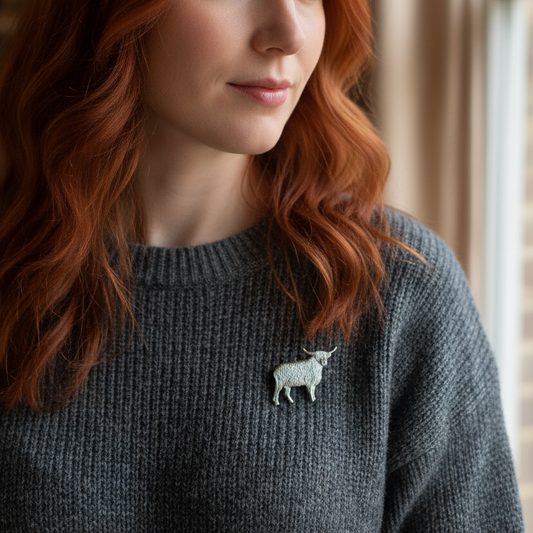 Realistic Highland Cow Brooch - Handmade in Scotland