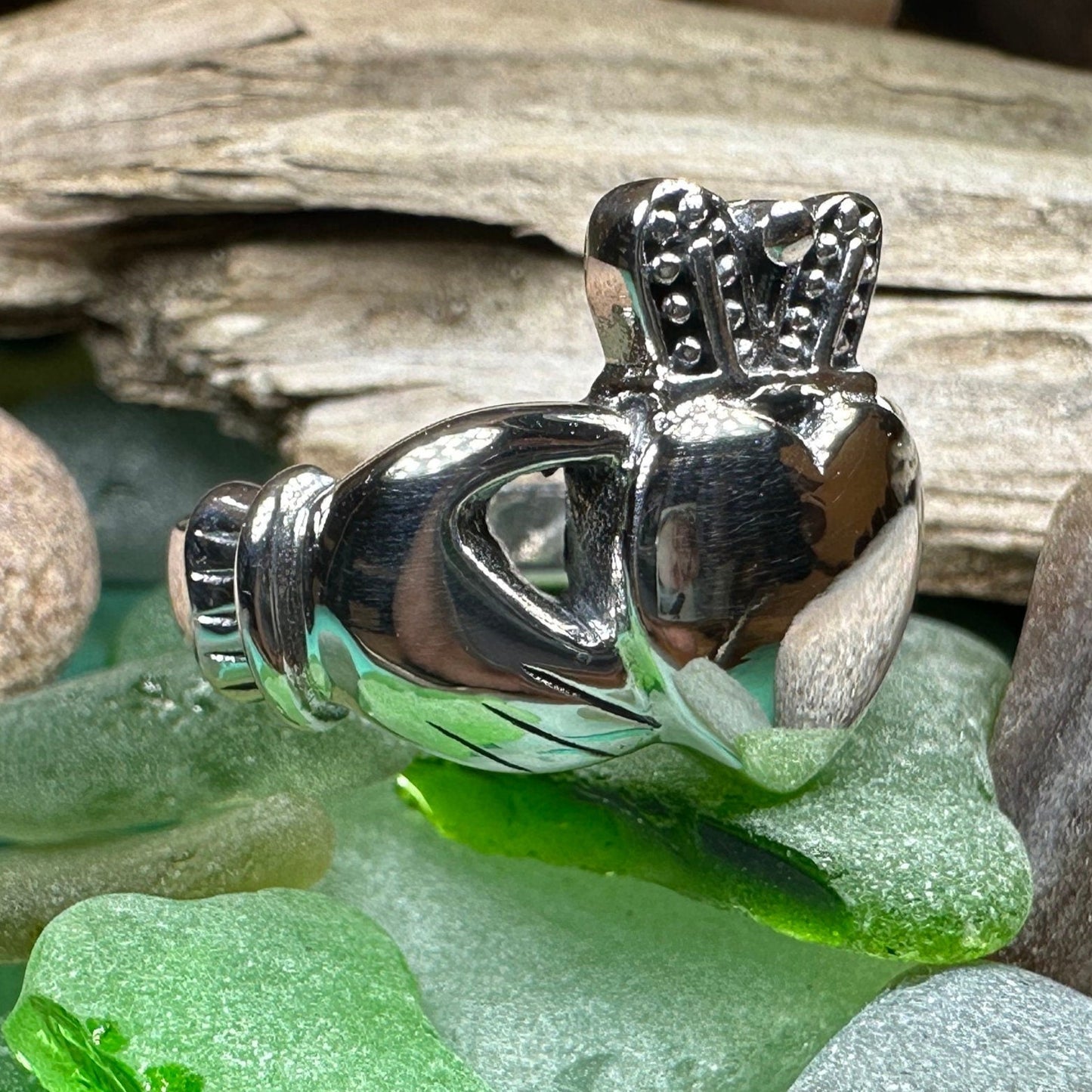 Celtic Ring, Irish Wedding Ring, Irish Claddagh Ring, Large Irish Ring, Promise Ring, Anniversary Gift, Silver Wedding Band, Ireland Gift