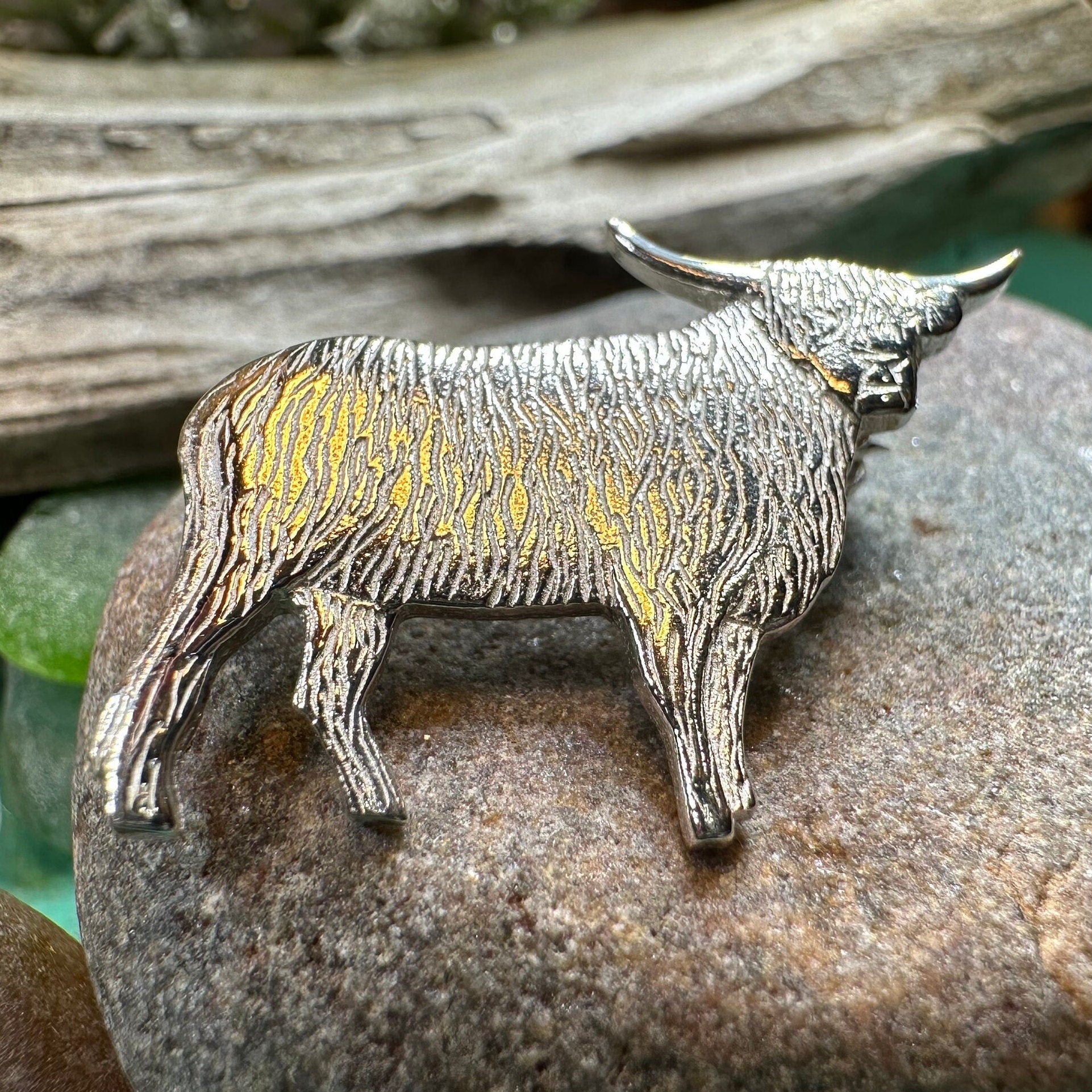 Realistic Highland Cow Brooch - Handmade in Scotland — view 6