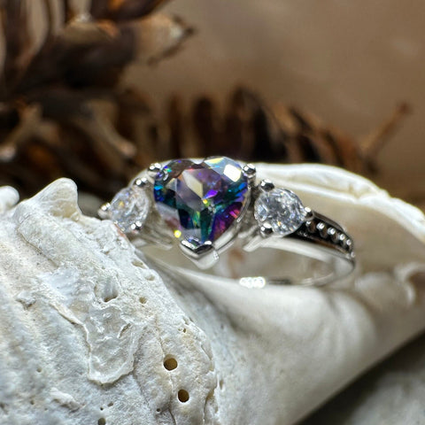 Load image into Gallery viewer, Heart Ring, Celtic Jewelry, Mystic Topaz Promise Ring, Birthstone Ring, Cocktail Ring, Anniversary Gift, Sweet 16 Gift, Girlfriend Gift
