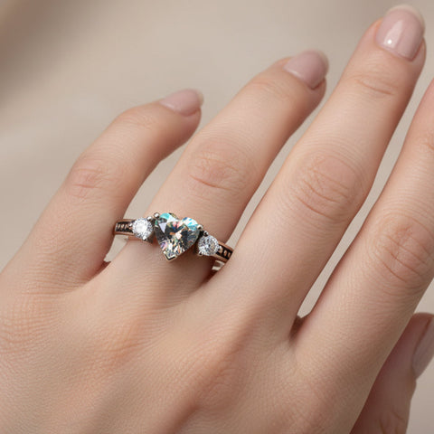 Load image into Gallery viewer, Heart Ring, Celtic Jewelry, Mystic Topaz Promise Ring, Birthstone Ring, Cocktail Ring, Anniversary Gift, Sweet 16 Gift, Girlfriend Gift
