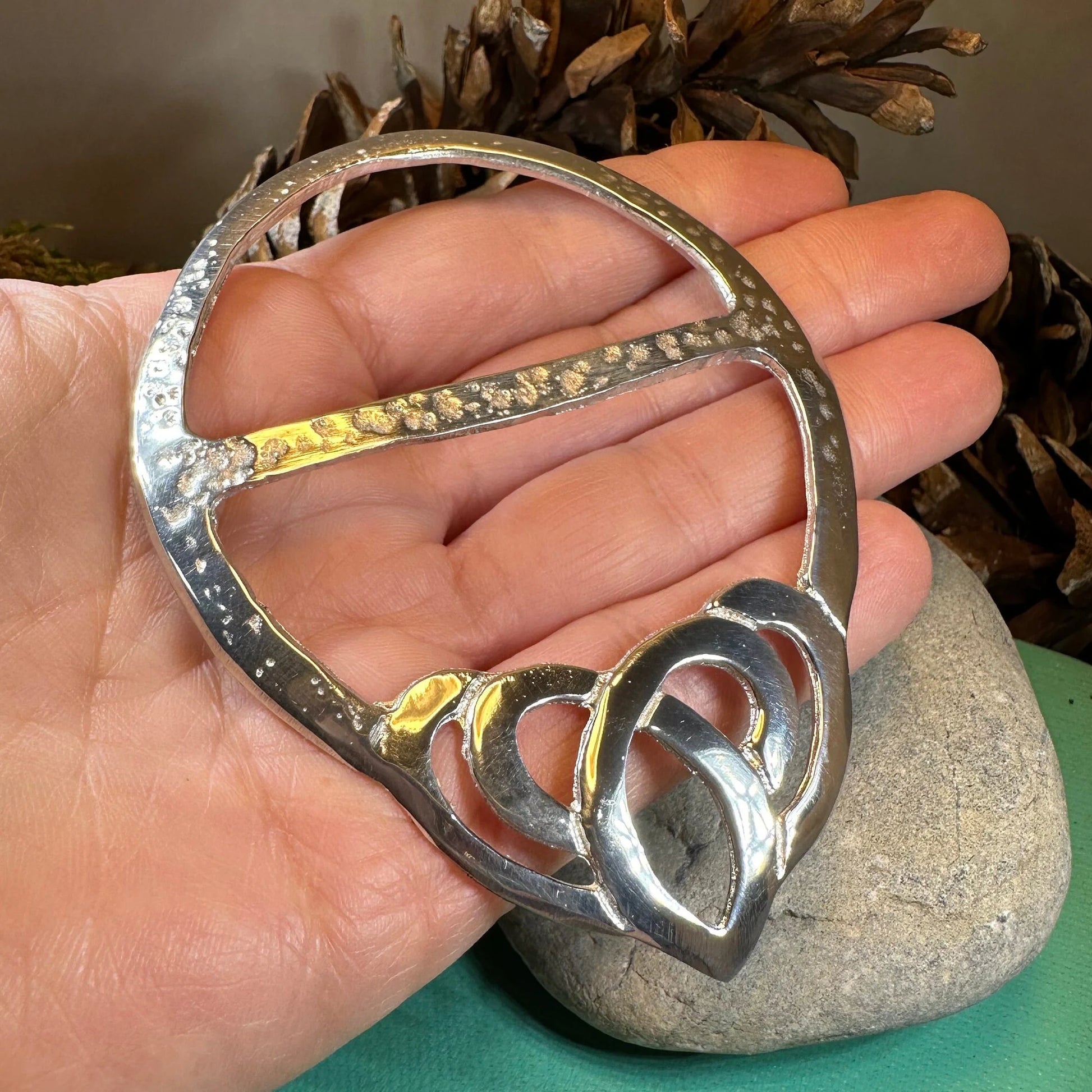 Pewter Celtic Heart Scarf Ring - Handmade in Scotland — view 3