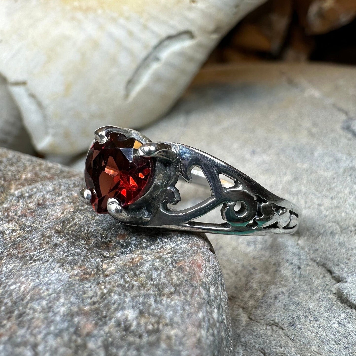 Celtic Knot Ring, Celtic Jewelry, Irish Ring, Celtic Promise Ring, Irish Jewelry, Anniversary Gift, Scottish Ring, Garnet Ring, Wife Gift