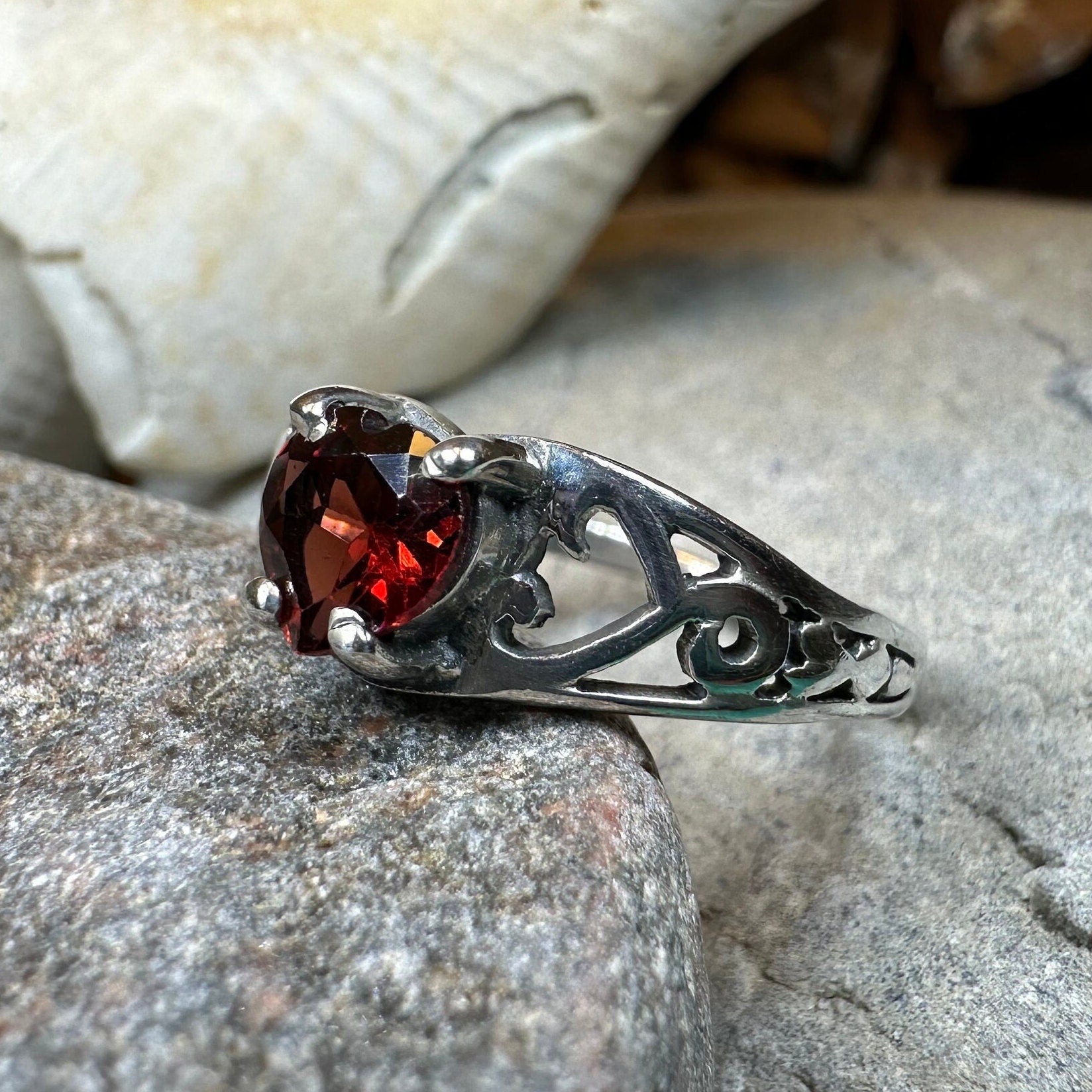 Celtic Knot Ring, Celtic Jewelry, Irish Ring, Celtic Promise Ring, Irish Jewelry, Anniversary Gift, Scottish Ring, Garnet Ring, Wife Gift