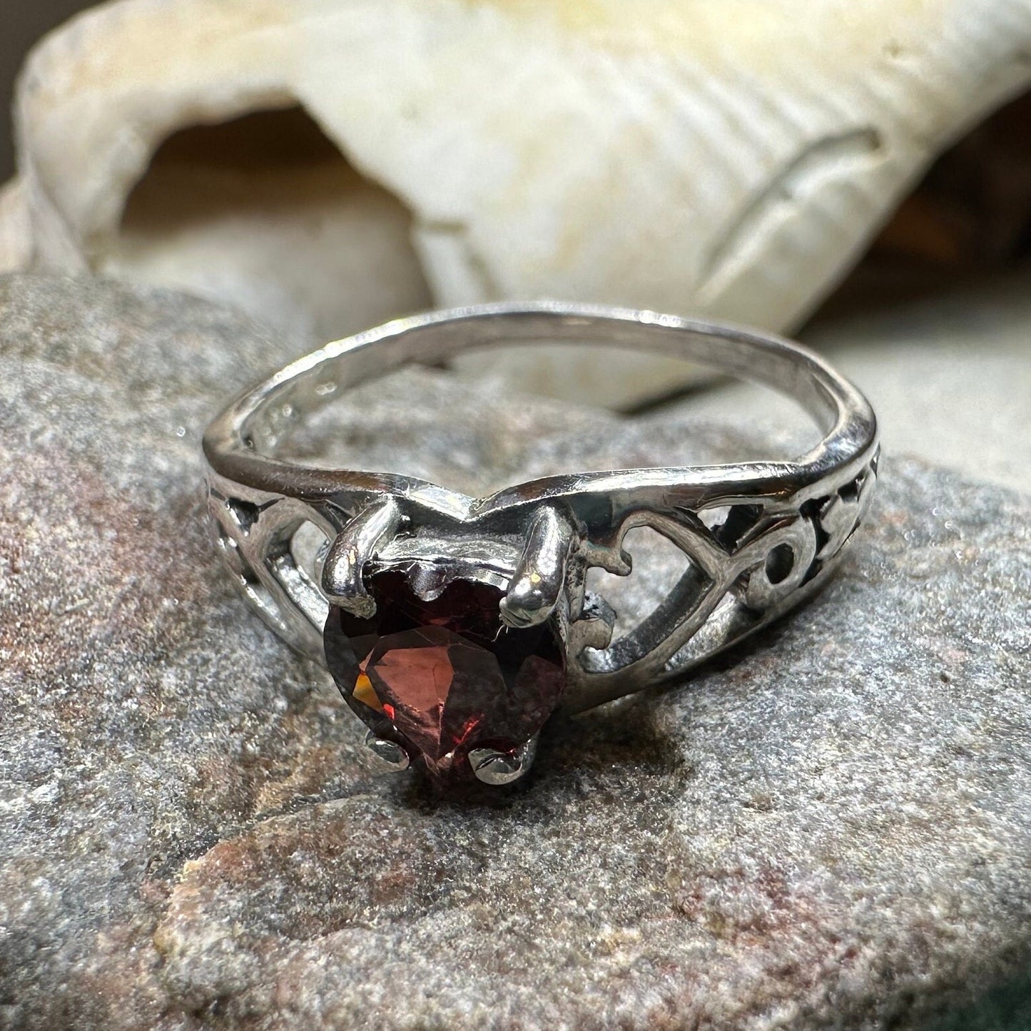 Celtic Knot Ring, Celtic Jewelry, Irish Ring, Celtic Promise Ring, Irish Jewelry, Anniversary Gift, Scottish Ring, Garnet Ring, Wife Gift
