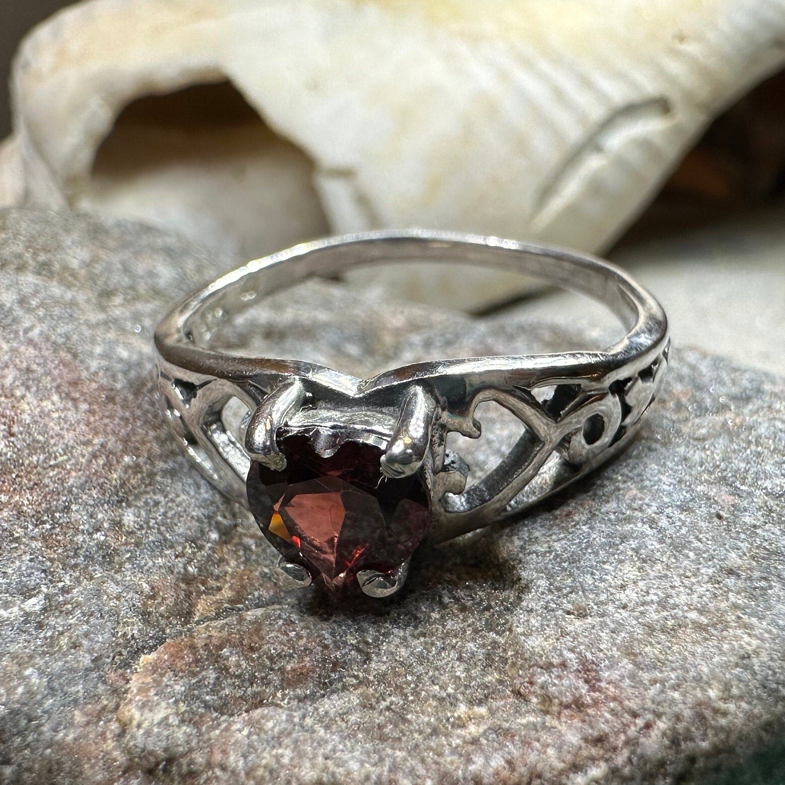 Celtic Knot Ring, Celtic Jewelry, Irish Ring, Celtic Promise Ring, Irish Jewelry, Anniversary Gift, Scottish Ring, Garnet Ring, Wife Gift