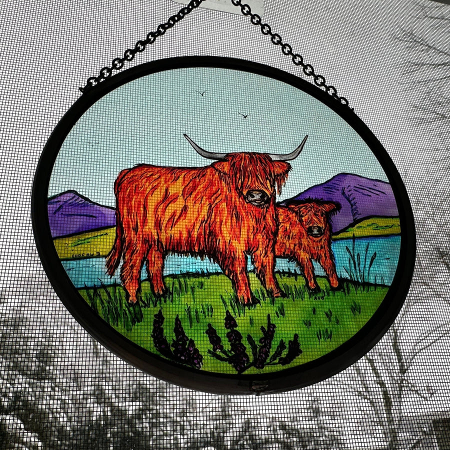 Highland Cow Wall Decor, Scotland Gift, Stained Glass Celtic Gift, New Home Gift, Scottish Wedding Gift, Scottish Cattle, Highland Coo Lover