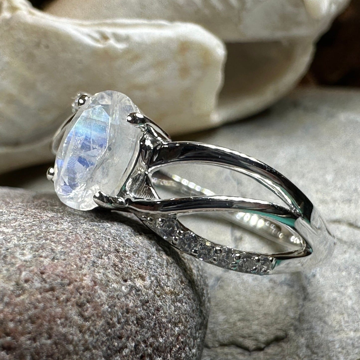 Moonstone Ring, Promise Ring, Engagement Ring, Commitment Ring, Anniversary Gift, Boho Statement Ring, Cocktail Ring, Wife Gift, Mom Gift