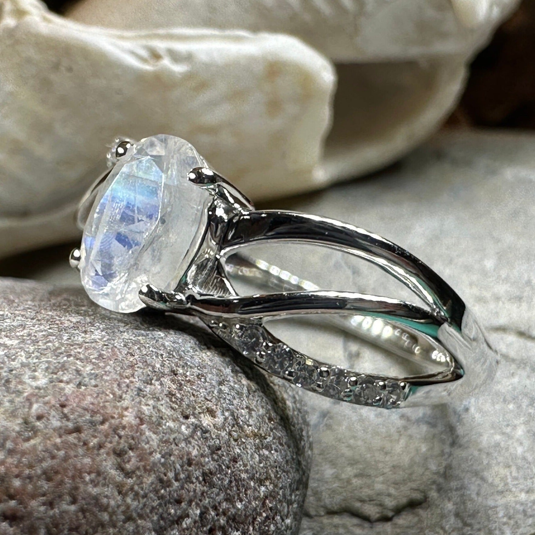 Moonstone Ring, Promise Ring, Engagement Ring, Commitment Ring, Anniversary Gift, Boho Statement Ring, Cocktail Ring, Wife Gift, Mom Gift