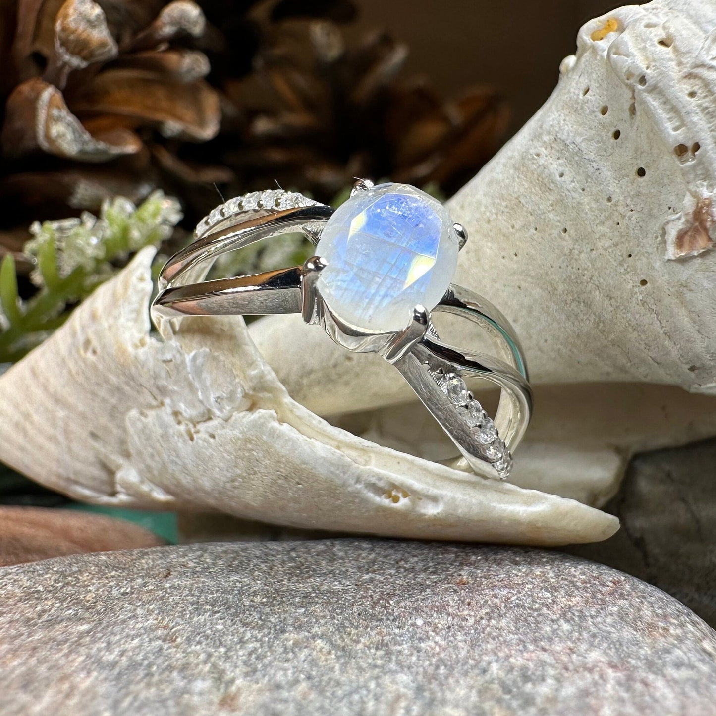 Moonstone Ring, Promise Ring, Engagement Ring, Commitment Ring, Anniversary Gift, Boho Statement Ring, Cocktail Ring, Wife Gift, Mom Gift