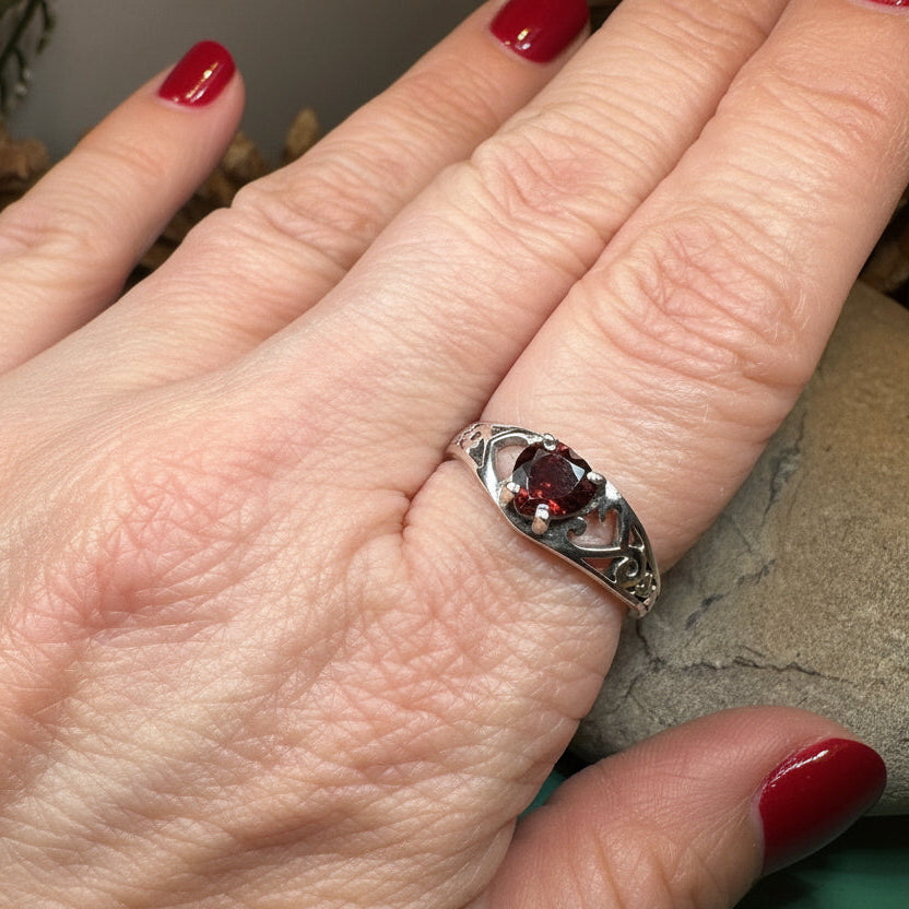 Celtic Knot Ring, Celtic Jewelry, Irish Ring, Celtic Promise Ring, Irish Jewelry, Anniversary Gift, Scottish Ring, Garnet Ring, Wife Gift