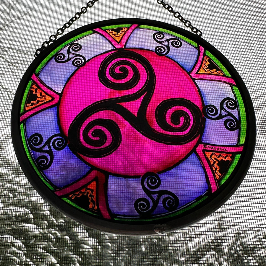 Celtic Spiral Wall Decor, Ireland Gift, Stained Glass Celtic Knot, New Home Gift, Irish Wedding Gift, Scottish Gift, Purple Celtic Swirls