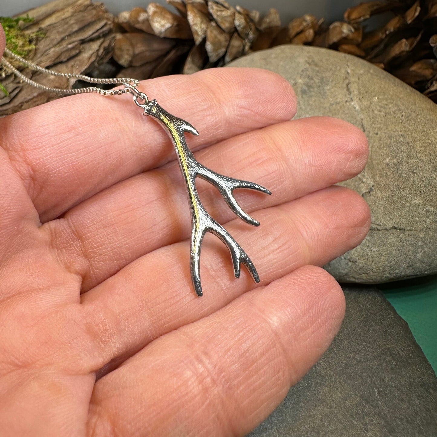 Stag Antler Pendant, Scotland Jewelry, Celtic Jewelry, Anniversary Gift, Deer Jewelry, Nature Jewelry, Scottish Animal Jewelry, Hunter Gift
