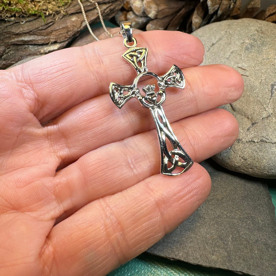 Claddagh Cross Necklace, Irish Cross, Celtic Cross Jewelry, First Communion Gift, Ireland Gift, Celtic Cross Necklace, Religious Jewelry
