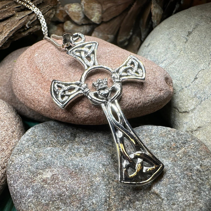 Claddagh Cross Necklace, Irish Cross, Celtic Cross Jewelry, First Communion Gift, Ireland Gift, Celtic Cross Necklace, Religious Jewelry