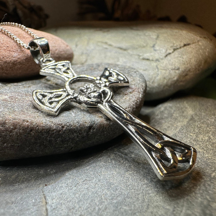 Claddagh Cross Necklace, Irish Cross, Celtic Cross Jewelry, First Communion Gift, Ireland Gift, Celtic Cross Necklace, Religious Jewelry