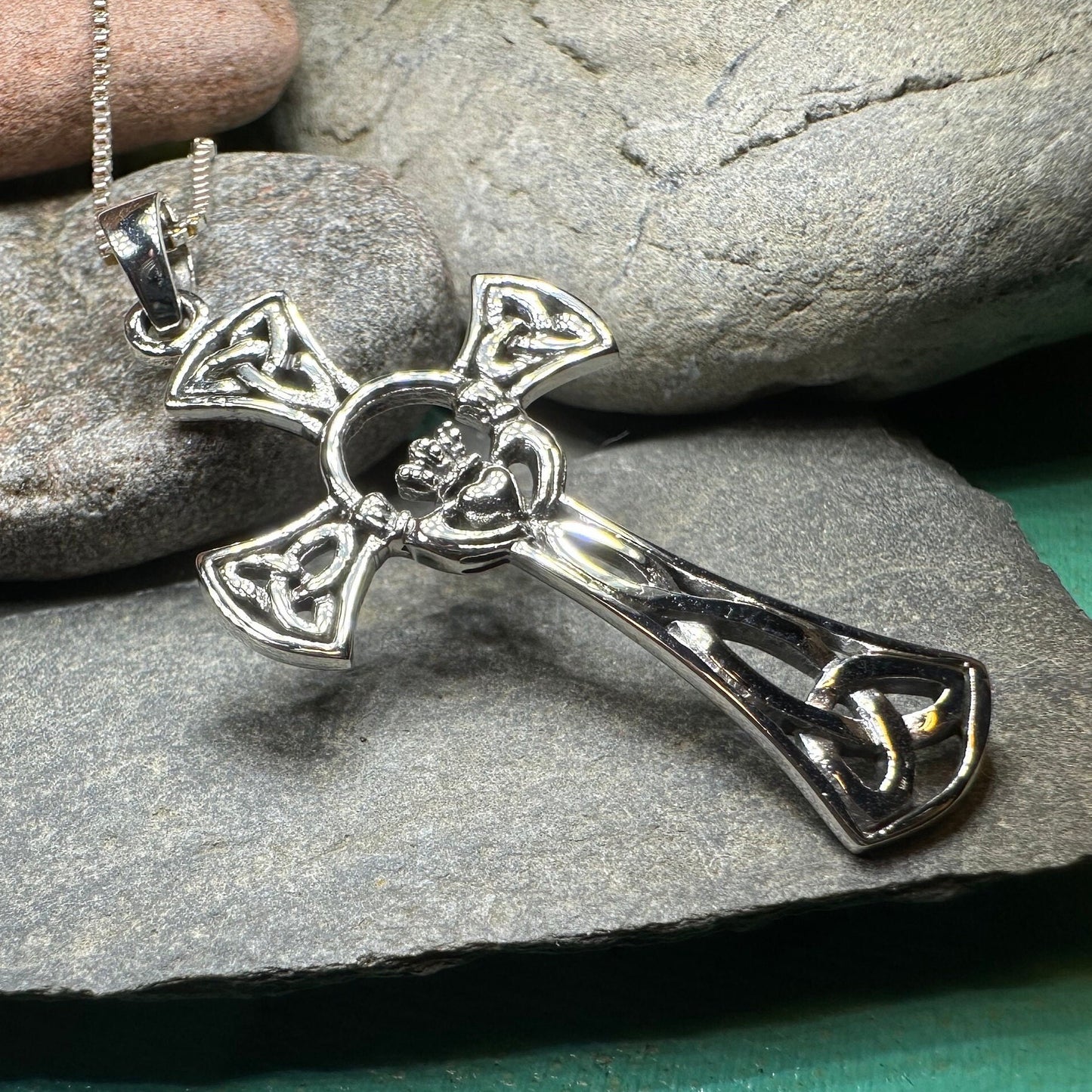 Claddagh Cross Necklace, Irish Cross, Celtic Cross Jewelry, First Communion Gift, Ireland Gift, Celtic Cross Necklace, Religious Jewelry