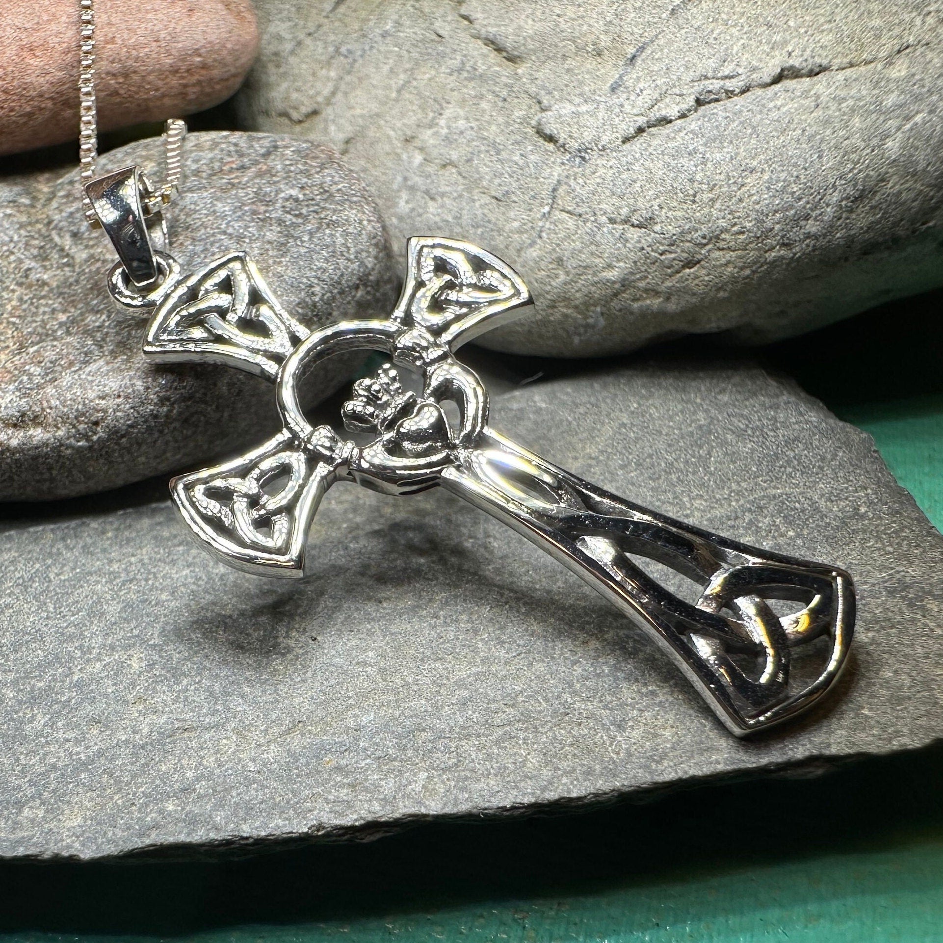 Claddagh Cross Necklace, Irish Cross, Celtic Cross Jewelry, First Communion Gift, Ireland Gift, Celtic Cross Necklace, Religious Jewelry