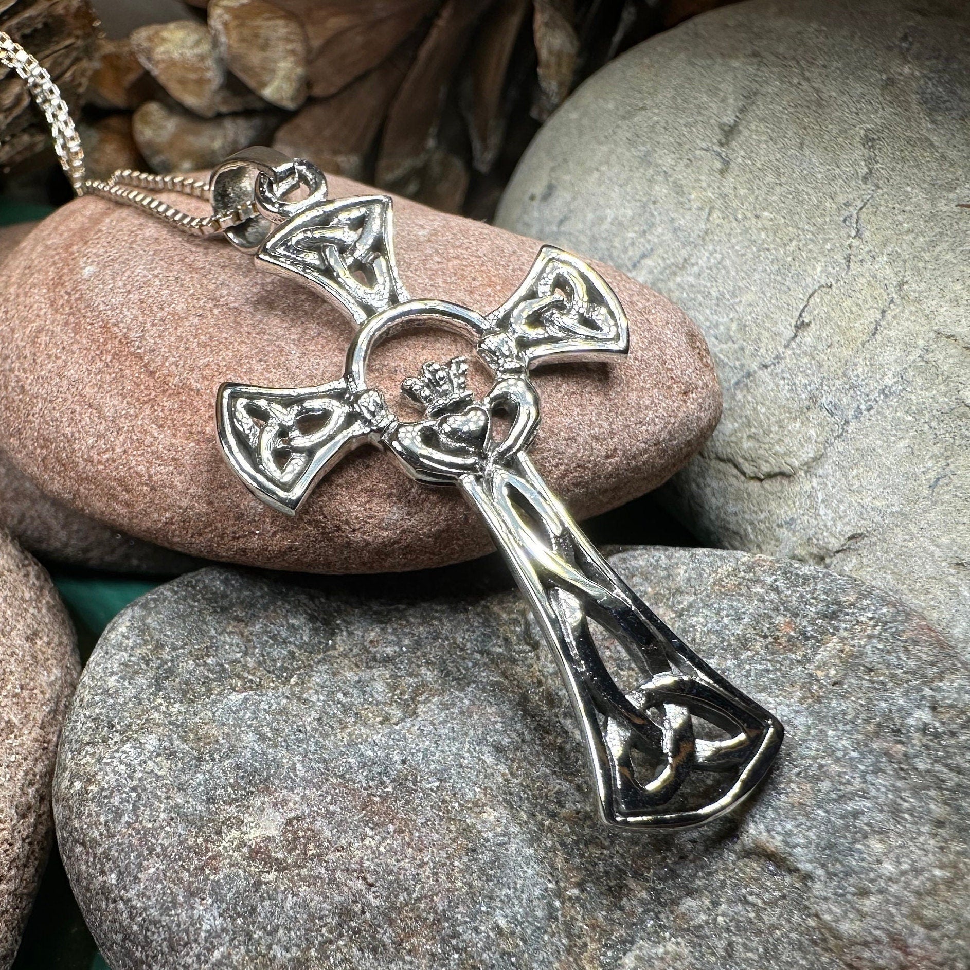 Claddagh Cross Necklace, Irish Cross, Celtic Cross Jewelry, First Communion Gift, Ireland Gift, Celtic Cross Necklace, Religious Jewelry