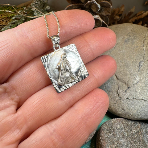 Load image into Gallery viewer, Rabbit Necklace, Nature Jewelry, Full Moon Pendant, Hare Necklace, Bunny, Animal Jewelry, New Beginnings, Inspirational Gift, Wiccan Jewelry
