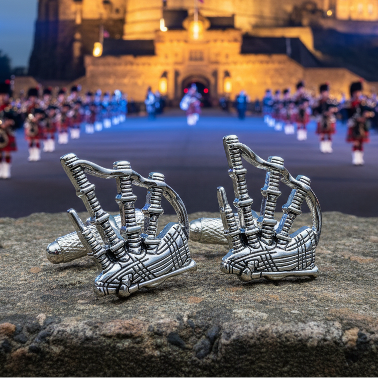 Highlander Bagpipes Cufflinks for Men