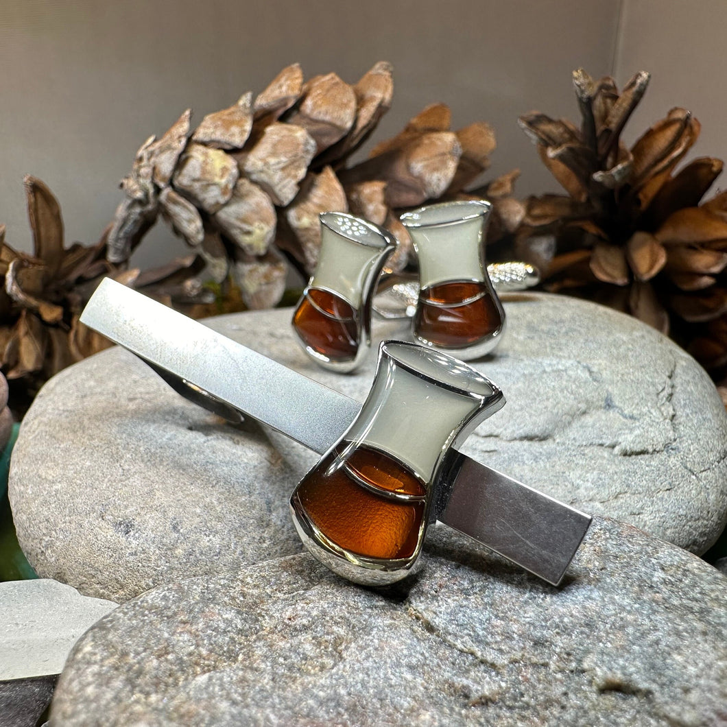 Scotch Whisky Cuff Links, Scotland Jewelry, Men's Tie Clip, Whiskey Lover Gift, Groom Gift, Boyfriend Gift, Scottish Husband Gift, Dad Gift