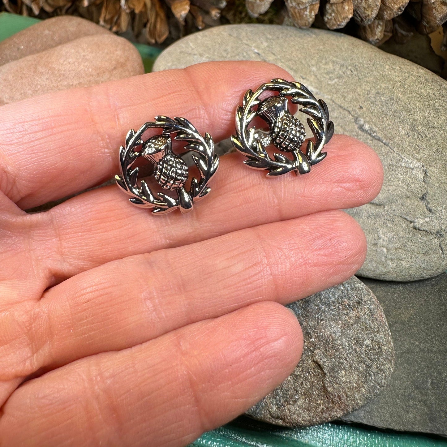 Thistle Cuff Links, Scotland Jewelry, Men's Celtic Jewelry, Bagpiper Jewelry Gift, Groom Gift, Boyfriend Gift, Scottish Husband Gift