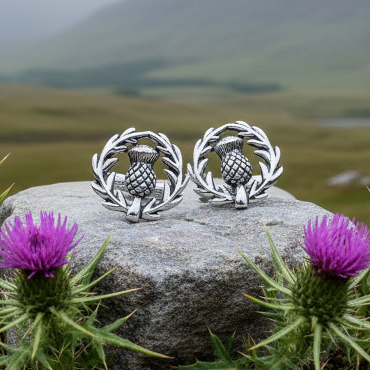 Thistle Cuff Links, Scotland Jewelry, Men's Celtic Jewelry, Bagpiper Jewelry Gift, Groom Gift, Boyfriend Gift, Scottish Husband Gift