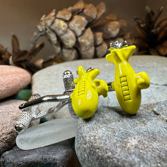 Yellow Submarine Cuff Links, Men's Jewelry, Beatles Lover Cufflinks Gift, Groom Gift, Boyfriend Gift, Husband Gift, Unique Cuff Links