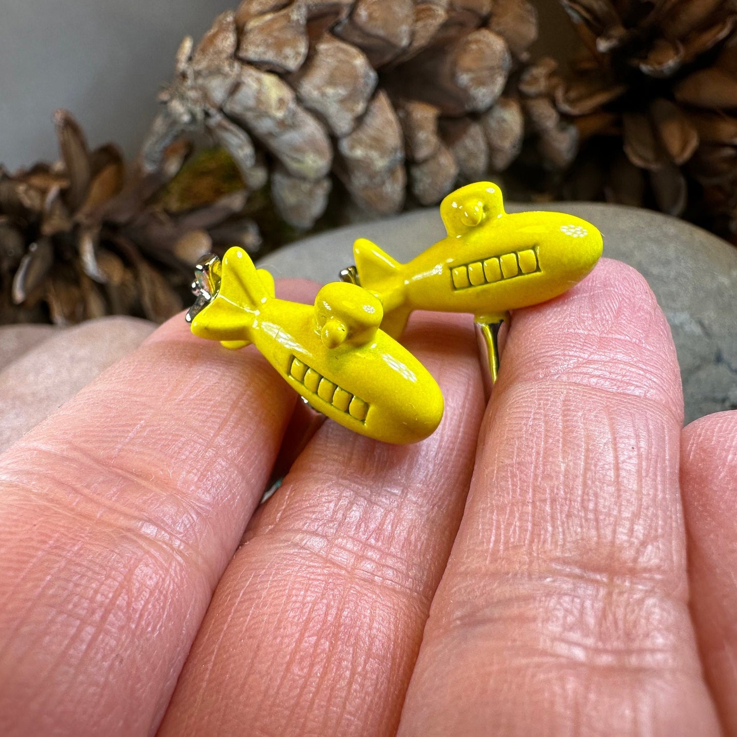 Yellow Submarine Cuff Links, Men's Jewelry, Beatles Lover Cufflinks Gift, Groom Gift, Boyfriend Gift, Husband Gift, Unique Cuff Links