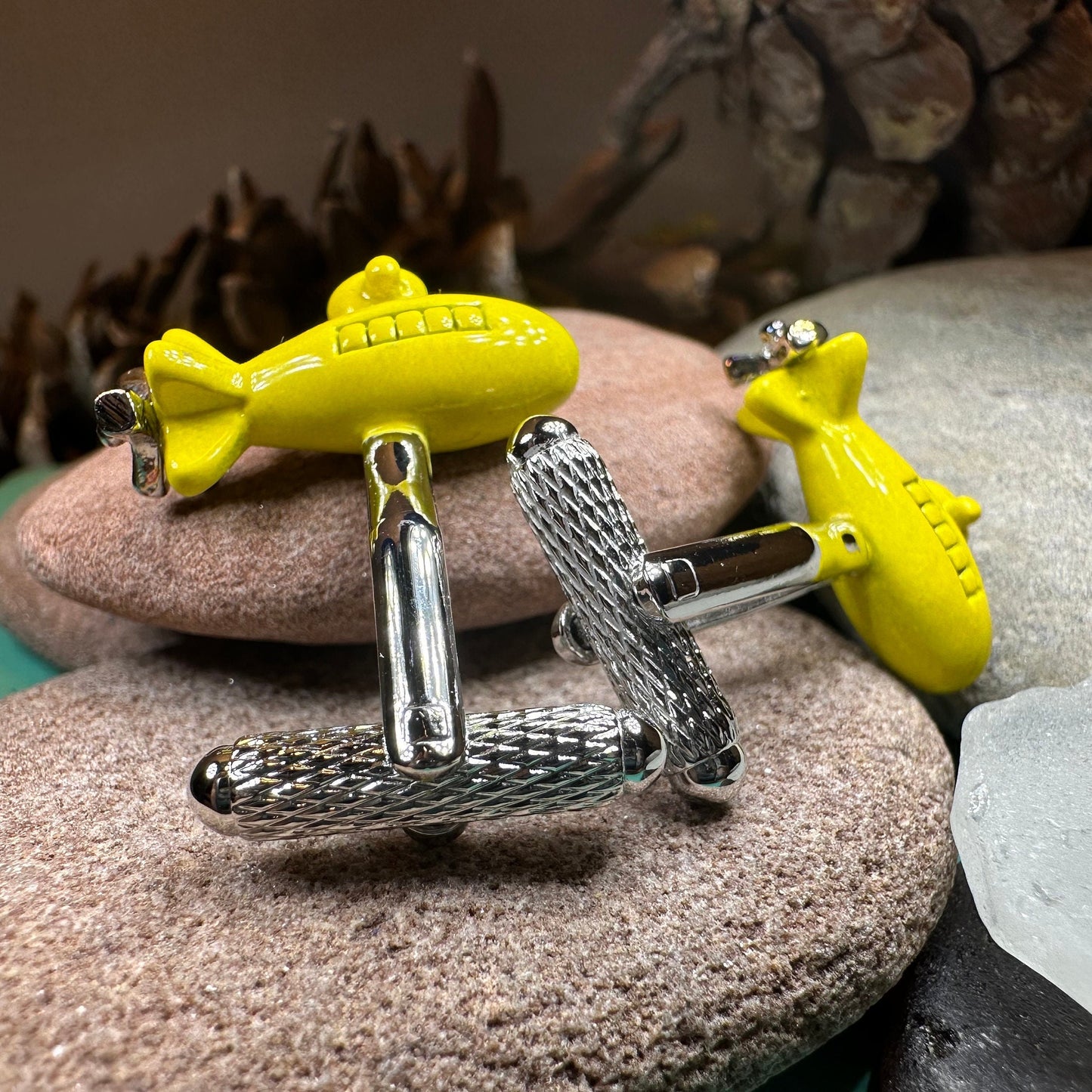 Yellow Submarine Cuff Links, Men's Jewelry, Beatles Lover Cufflinks Gift, Groom Gift, Boyfriend Gift, Husband Gift, Unique Cuff Links
