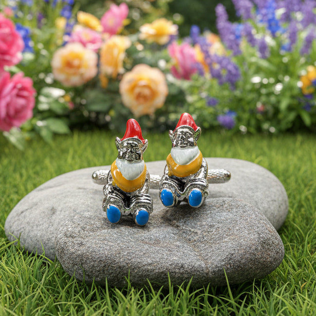 Gnome Cuff Links, Gardener Jewelry, Men's Irish Jewelry, Ireland Jewelry Gift, Groom Gift, Boyfriend Gift, Husband Gift, Scottish Cufflinks