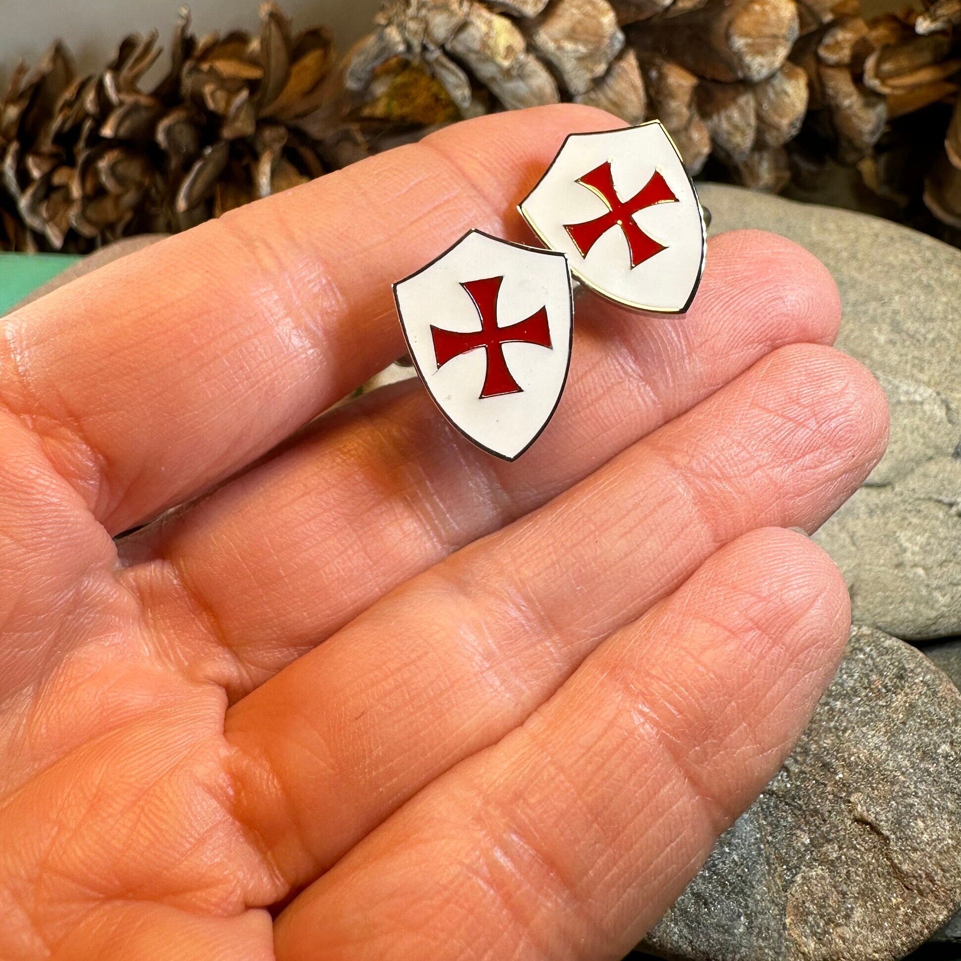 Knight's Templar Cuff Links, Cross Jewelry, Men's Christian Jewelry, Groom Gift, Boyfriend Gift, Husband Gift, Medieval Cufflinks, Dad Gift