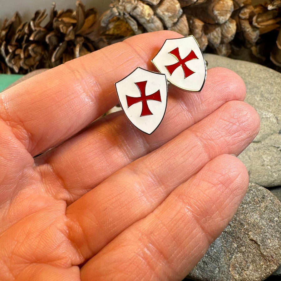 Knight's Templar Cuff Links, Cross Jewelry, Men's Christian Jewelry, Groom Gift, Boyfriend Gift, Husband Gift, Medieval Cufflinks, Dad Gift