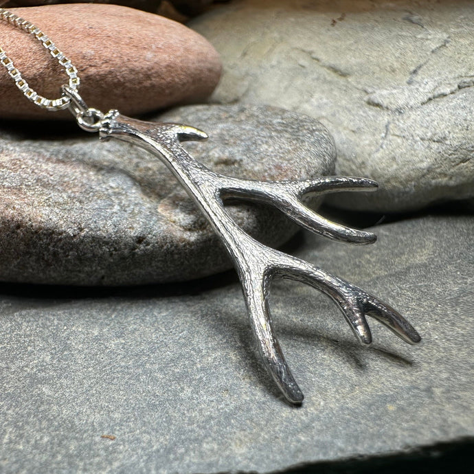 Stag Antler Pendant, Scotland Jewelry, Celtic Jewelry, Anniversary Gift, Deer Jewelry, Nature Jewelry, Scottish Animal Jewelry, Hunter Gift
