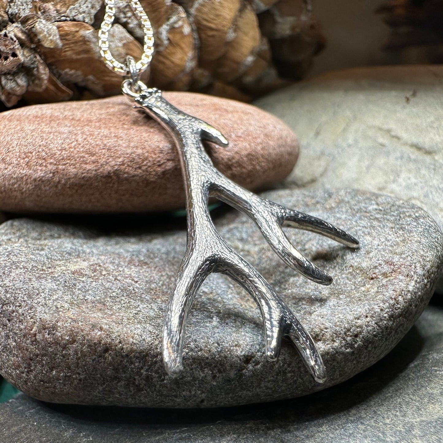 Stag Antler Pendant, Scotland Jewelry, Celtic Jewelry, Anniversary Gift, Deer Jewelry, Nature Jewelry, Scottish Animal Jewelry, Hunter Gift