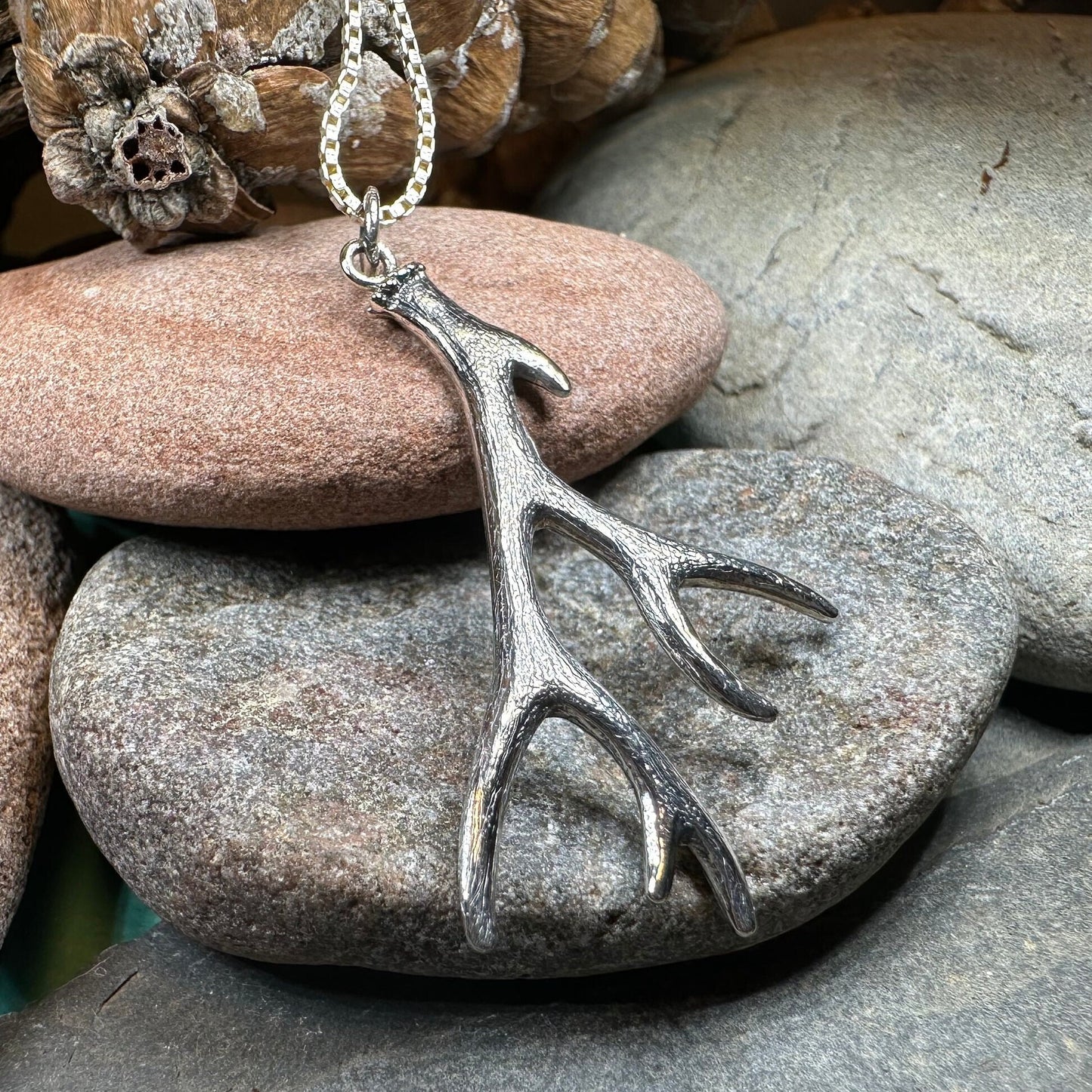 Stag Antler Pendant, Scotland Jewelry, Celtic Jewelry, Anniversary Gift, Deer Jewelry, Nature Jewelry, Scottish Animal Jewelry, Hunter Gift