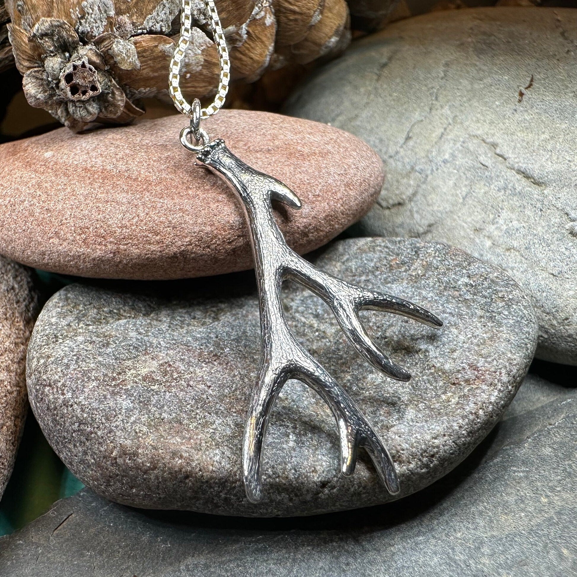 Stag Antler Pendant, Scotland Jewelry, Celtic Jewelry, Anniversary Gift, Deer Jewelry, Nature Jewelry, Scottish Animal Jewelry, Hunter Gift