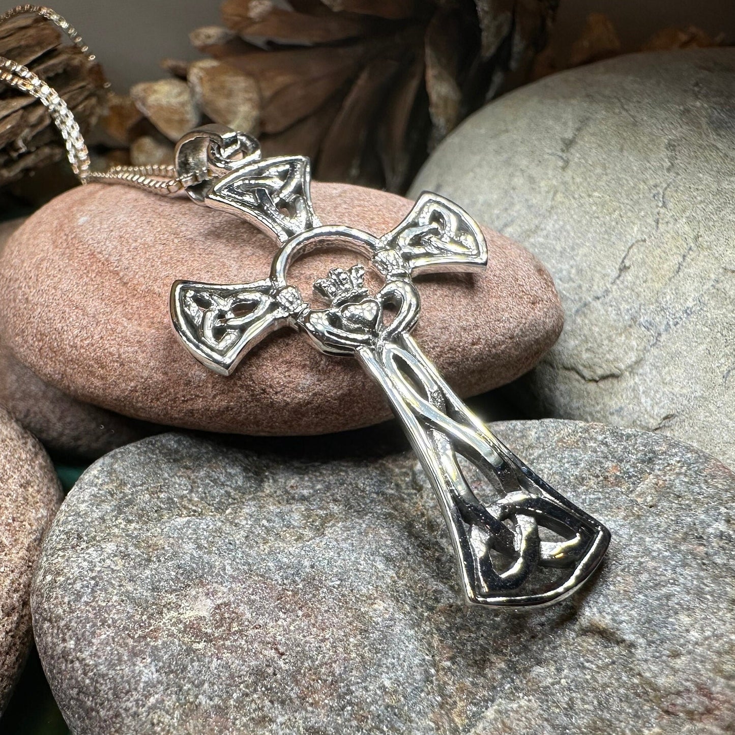 Claddagh Cross Necklace, Irish Cross, Celtic Cross Jewelry, First Communion Gift, Ireland Gift, Celtic Cross Necklace, Religious Jewelry