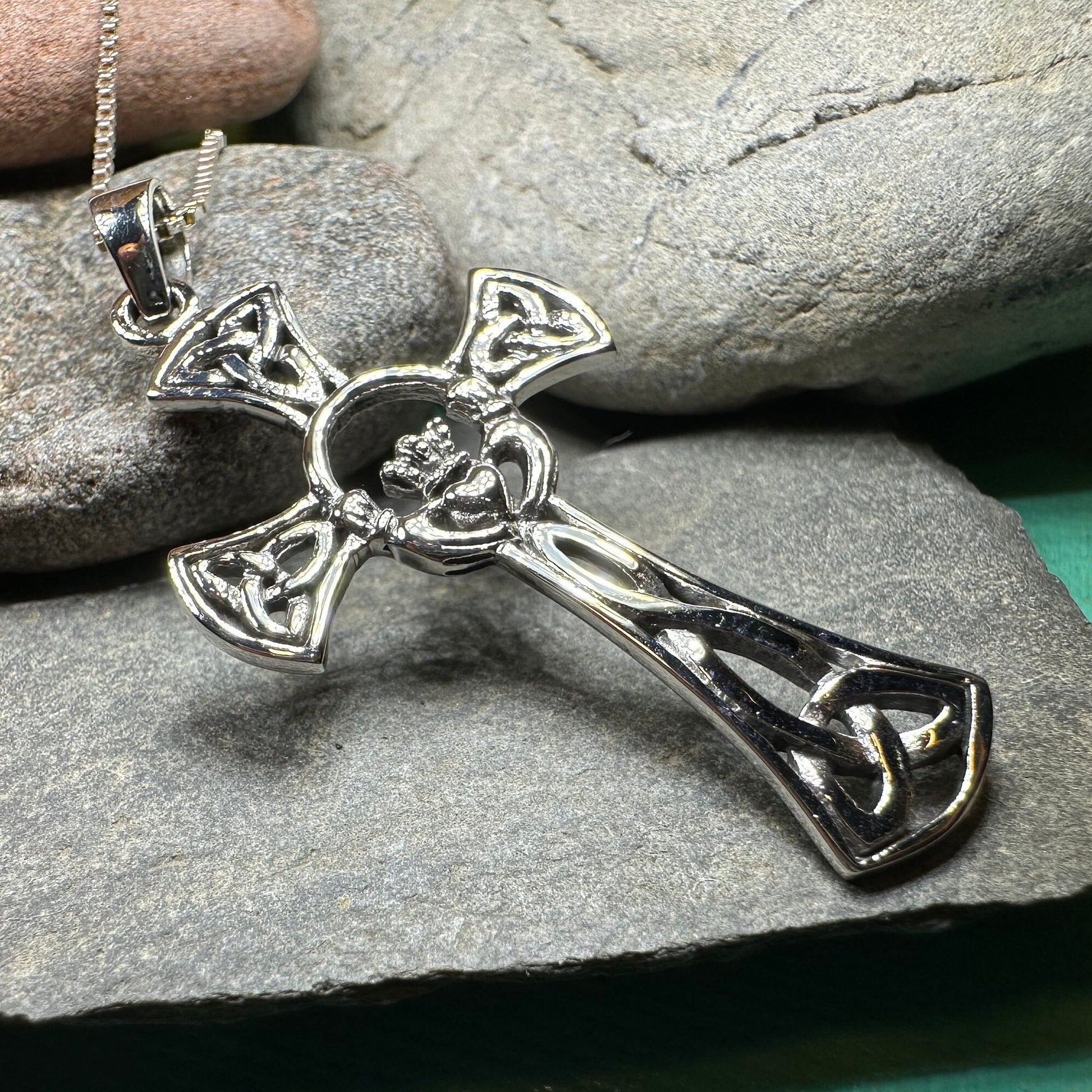 Claddagh Cross Necklace, Irish Cross, Celtic Cross Jewelry, First Communion Gift, Ireland Gift, Celtic Cross Necklace, Religious Jewelry
