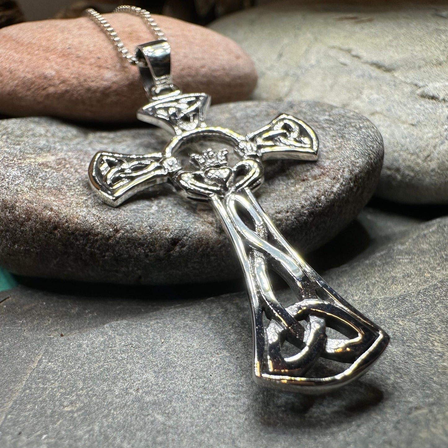 Claddagh Cross Necklace, Irish Cross, Celtic Cross Jewelry, First Communion Gift, Ireland Gift, Celtic Cross Necklace, Religious Jewelry