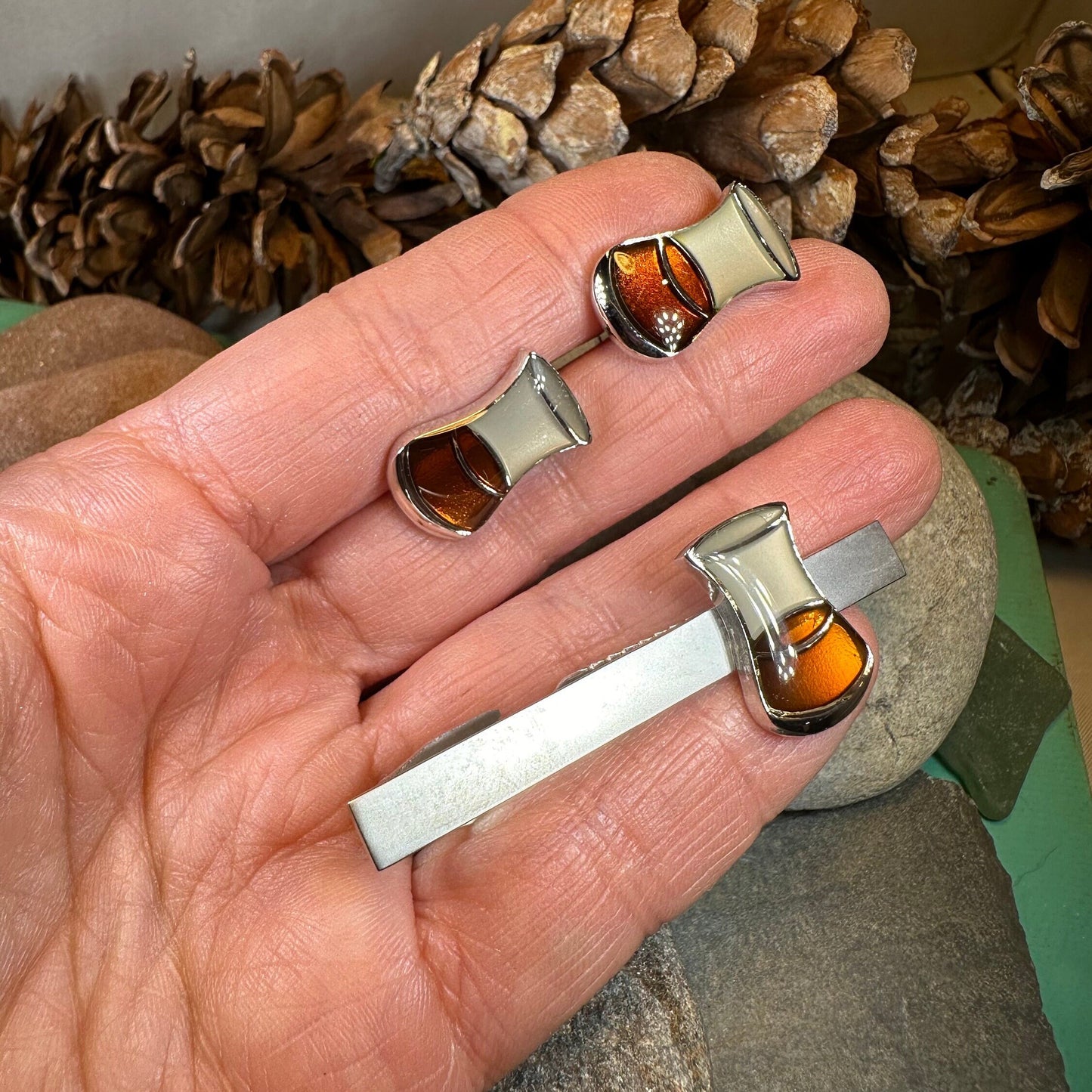 Scotch Whisky Cuff Links, Scotland Jewelry, Men's Tie Clip, Whiskey Lover Gift, Groom Gift, Boyfriend Gift, Scottish Husband Gift, Dad Gift