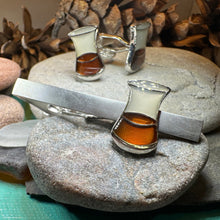 Load image into Gallery viewer, Scotch Whisky Cuff Links, Scotland Jewelry, Men&#39;s Tie Clip, Whiskey Lover Gift, Groom Gift, Boyfriend Gift, Scottish Husband Gift, Dad Gift
