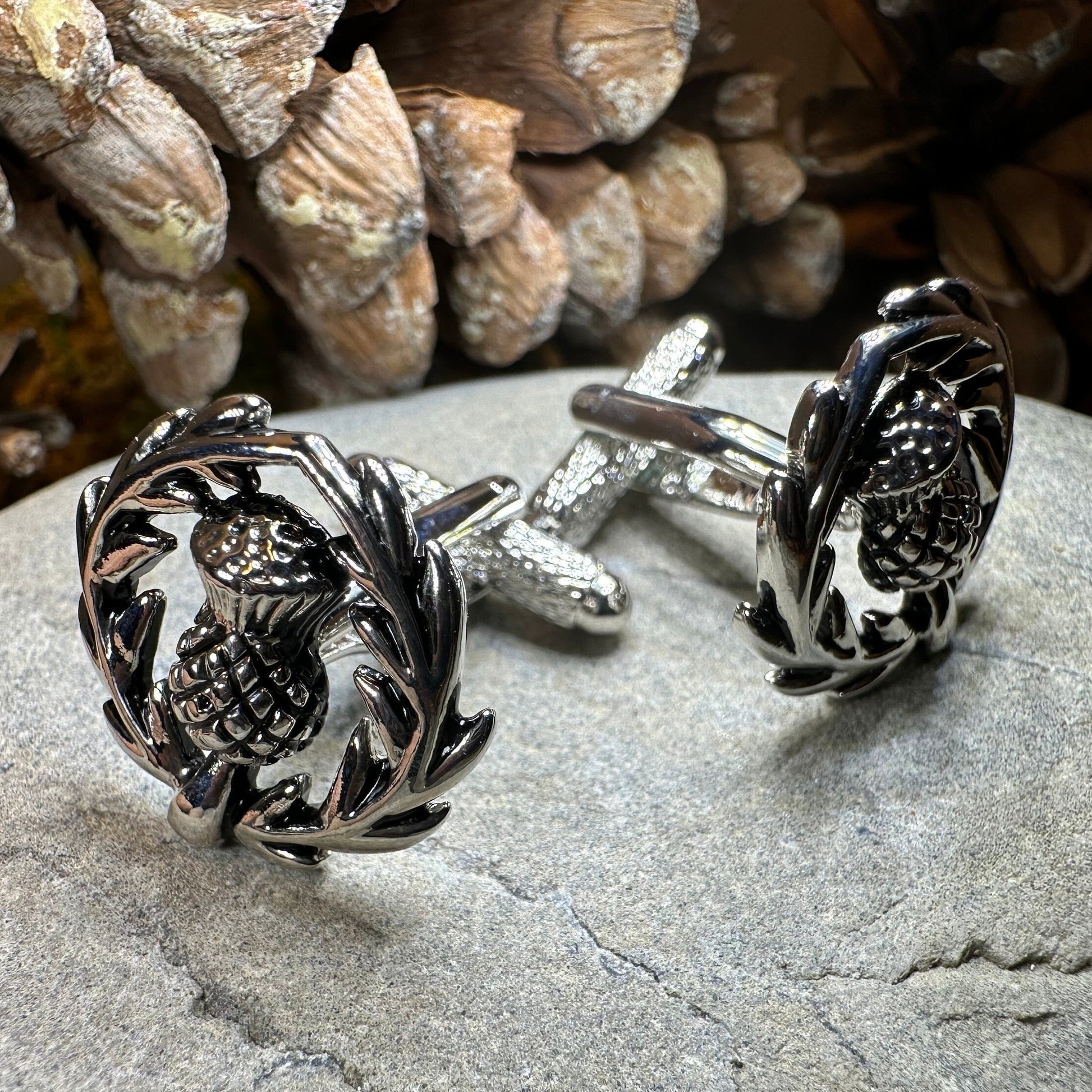 Thistle Cuff Links, Scotland Jewelry, Men's Celtic Jewelry, Bagpiper Jewelry Gift, Groom Gift, Boyfriend Gift, Scottish Husband Gift