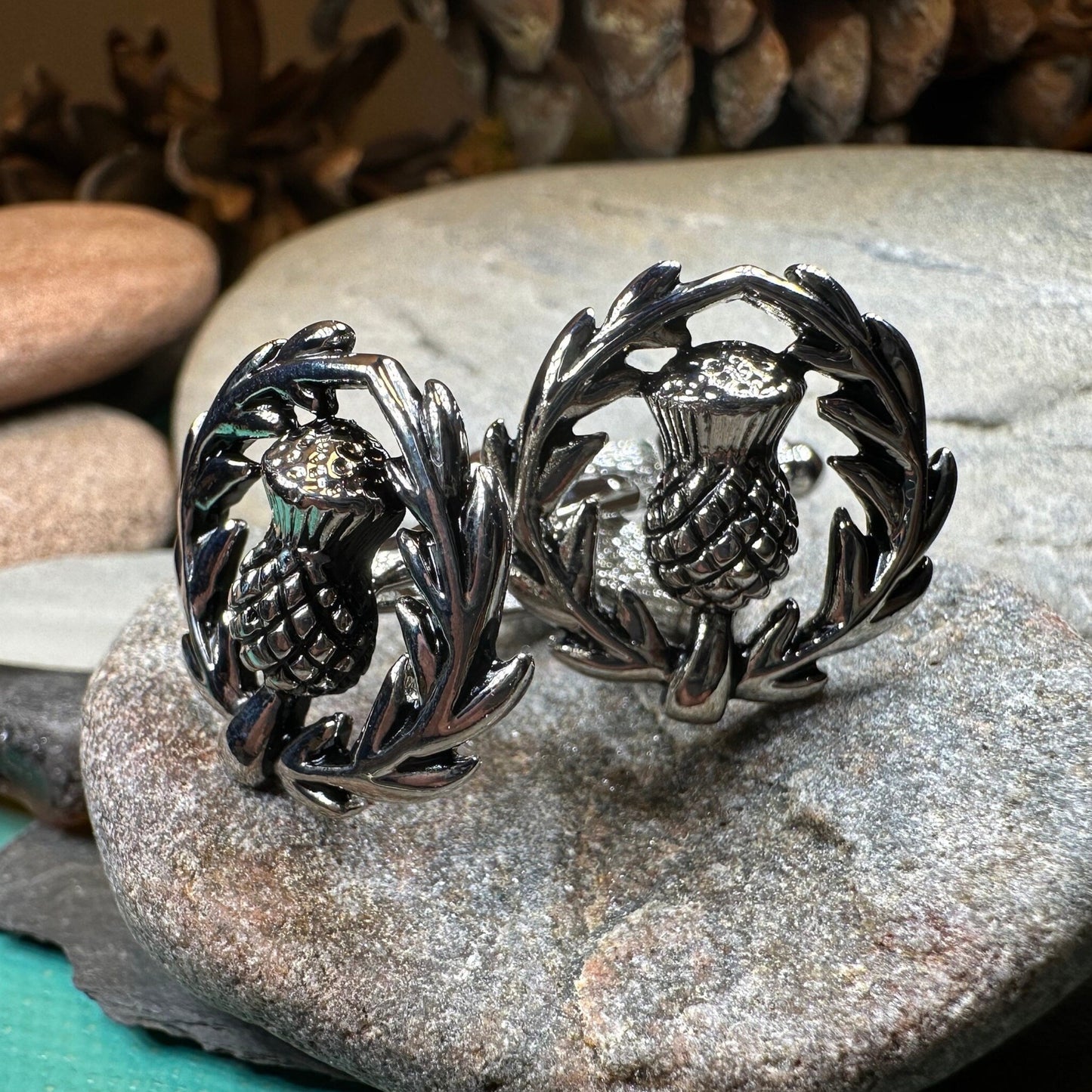 Thistle Cuff Links, Scotland Jewelry, Men's Celtic Jewelry, Bagpiper Jewelry Gift, Groom Gift, Boyfriend Gift, Scottish Husband Gift